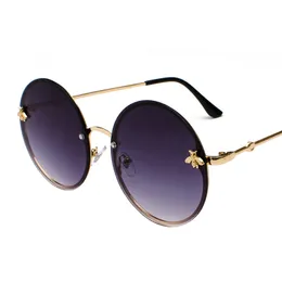 Round sunglasses, slim and versatile, rimless sunglasses, little bee, decorative mirror glasses, men's fashion 3368 UV400 Eyewear