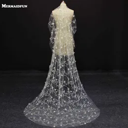실제 사진 새로운 한 레이어 2 미터 꽃 샴페인 컬러 웨딩 드레스 빗과 아름다운 신부 베일 X0726