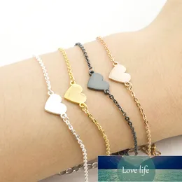 Enkelt hjärta Armband för kvinnor Romantiska Smycken Rose Gold Tillbehör Rostfritt Stålkedja Armband Pulsas Mujer Femme BFF