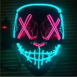 Halloween Mask Mixed Color Led Party Masque Masquerade s Neon e Light Glow In The Dark Horror Glowing er 220223