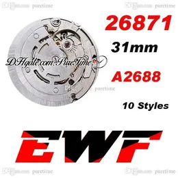 EWF 31mm 278271 ETA A2688 Automatic Womens Watch Two Tone Rose Gold Silver Black Grey Green Dial Diamond Stick Roman 904L Steel Bracelet Super Edition Puretime C3