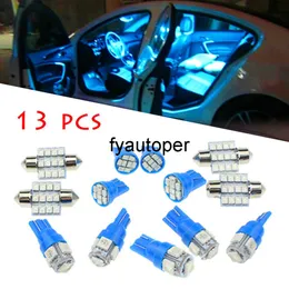 13pcs Blue LED Car Tuning Interior Parts Inside Light Dome Map Door License Plate Bulbs Universal Creative Car Accessories
