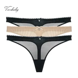 Varsbaby thong transparent underwear sequined briefs low-rise G-string S-2XL panties 3pcs/pack 210720