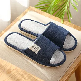 2024 Men's High quality four-season slippers deodorant sweat absorption cotton linen cloth art simple thick - base home 40-45