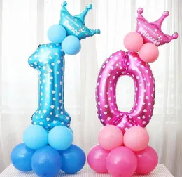 Украшение вечеринки 1pc 32-дюймовый розовый голубой алюминиевая фольга Номер воздушные шарики 0-9 день рождения свадебный обручальный декор глобус детские шарики.