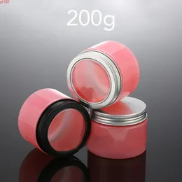 200g Pink Plastic Jar Empty Cosmetics Container 200ml Makeup Lotion Cream Refillable Bottle Coffee Beans Candy Packaging 20pcsgood qty