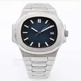 Top Sprzedaż PP Nautilus 5711 / 1A-010 Sport Watch Męskie Automatyczne zegarki mechaniczne Silver Case Blue Dial Ze Stali Nierdzewnej Zespół Luxury Męskie Zegarki
