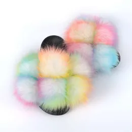 フォーファースリッパ夏のEVAの家のスライドPOM PON Fluffyファッションフリップフロップ卸売210928