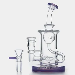 Bongs 7" Tall Hookahs Heady Glass Water Pipes With Bowl Showerhead Perc Recycler Klein Torus Oil Rigs 14mm Female Joint