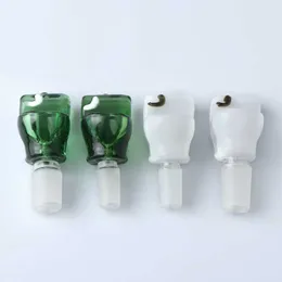 Unique Toilet Glass Smoking Bowl Green White 14mm 18mm Male Heady Bong Bowls For Dab Oil Rigs Water Pipes