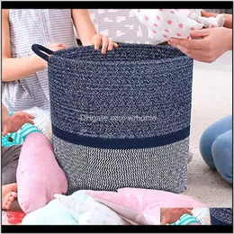 Hushållningsorganisation Hem GardenCotton Rope Basket Woven Baskets med handtag Tvätt Hämta organisation av lagringsleksak bin-abux drop del del