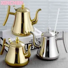 XINCHEN Stainless Steel Teapot with Filter el Restaurant Home Induction Cooker Long Mouth Large Capacity 210621