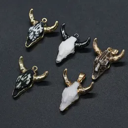 Semi-precious Stone Acrylic OX Cow bones Head Shape Charms Pendant Finding for DIY Necklaces Men Punk Women Fashion Jewelry 26x30mm