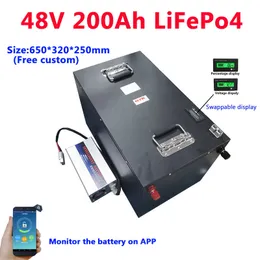 Pacco batteria al litio GTK Solar LiFePo4 48V 200Ah con monitor APP per gommone 10kw camper + caricatore 20A