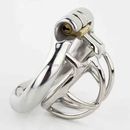 Cockrings New Super Small Male Chastity Cage Stainless Steel Belt Penis Lock with 4 size Arc Base Ring Sex Toys 1123