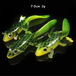 20pcs/lot 3D Eyes 7.5cm 3g Elliot Frog Silicone Fishing Lure Soft Baits & Lures Pesca Tackle Accessories C-026