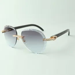 2022 Klassische Endlos-Sonnenbrille 3524027 mit schwarzen, strukturierten Büffelhornbügeln, Direktverkauf, Größe: 18–140 mm