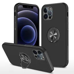 360° Rotation Ring Holder cases Kickstand Work with Magnetic Car Mount PC+ TPU Phone Case for iPhone 12 Pro Max 12 Mini 5.4 iPhone 11 6.1 iPhone 8 Plus 6 7 SE