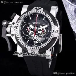 2022 Chronofighter 44 Miyota Quartzo Cronógrafo Mens Assista Dois Tons de Aço PVD Preto Bezel Skeleton Dial Branco Stick Markers Borracha Cronômetro Puretime F01B2