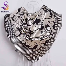 Dames foulards carrés imprimés nouvelle mode unisexe vêtements accessoires femmes noir blanc point foulard en soie 90*90 cm foulards enveloppes Y1108