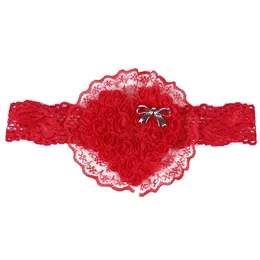 Baby Headbands Girls Valentine's Day Hairbands Kids Elastic Heart Lace Headdress Children Bow Headwear Hair Accessories WKHA28