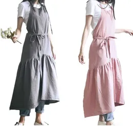 Brief Nordic Wind Mermaid Fairy Cotton Linen Cooking Kitchen Apron For Woman Dress Flower Shop Smock Hairdresser Bib 210622