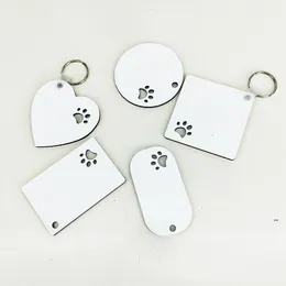 Valp Keychain Party Favor Sublimation MDF Nyckelring för Kvinnor Paw Print Trä nyckelringar Kreativ hund Tag FWA7672