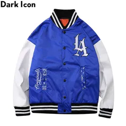 Letters Embroidery Baseball Jacket Men Streetwear Bandana Patchwork Men's Jacket Outwear Clothing 210603