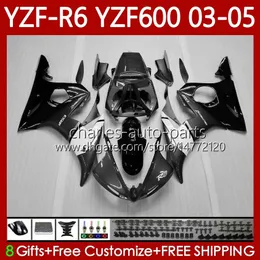 Motorrad-Karosserie für Yamaha YZF-R6 YZF600 YZF R 6 600 schwarz grau CC 03–05 Karosserie 95Nr