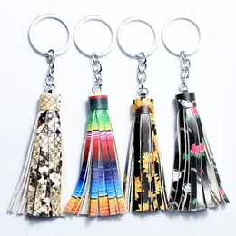 Schoolbag Key Rings Portable Keychains Leather Keyring with Tassel Pendant Female Bag Hanging Trinket CDC24