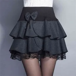 Zuolunouba Elastizität Sommer Rock Frauen Süße Blumen Bowknot Mini Tutu Frau Röcke Shorts Spitze Jupe Femme Büro 210619