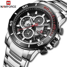 Naviforce мужские часы с нержавеющей сталью Лучшие бренд роскошный спортивный хронограф Кварцевые часы для мужского Relogio Masculino 210517