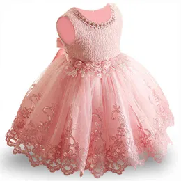 Baby tjej bröllopsklänning för nyfödda dop Party klänningar för tjejer 1: a år födelsedag prinsessan klänning spädbarn kläder vestidos G1129