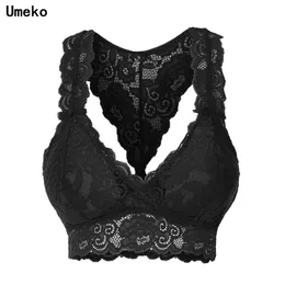 Umeko Sommar V-nacke Slim Low Chest Roupas Femininas Crop Top Lace Sexiga Ärmvågor Topp Kvinnor Camisole Black Top Tank Tops X0507