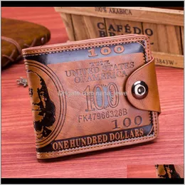 Andra festliga festförsörjningar Hem Garden Drop Delivery 2021 Retro plånböcker Dollar Figur Mönster Kreditplånbok Män Koppling PU Money Clip Long Long