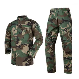 Jaktuppsättningar Taktisk Militär Armé Bdu Uniform Woodland CamoFlage Combat Shirt Byxor Set Utomhus Paintball Training Clothing