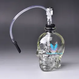 3.5inches Portable Transparence White SKULL Water Pipe Glass Hookah Smoking Shisha Skeleton Glass Bottle Accessories Men Gift