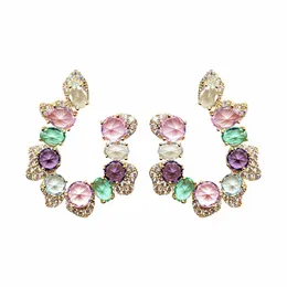 SINZRY 2021 trendy costume jewelry top quality cubic zircon colorful bling geometric crystal Korean shiny stud earrings