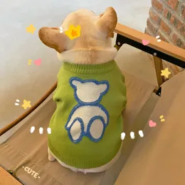 Niedźwiedź Drukuj Psy Swetry Top Trendy Zielony Pet T Shirt Dog Odzież Buldog Zwierzęta Zwierzęta Odzież