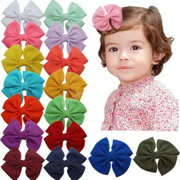 Высокое качество ткани ручной работы сплошной цвет бабочки зажимы для волос 4,5 дюйма бантики Baby Girls Bangs Hairpins Dainting подарки подарки фото