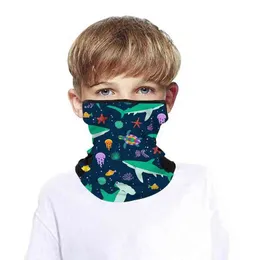 40# Kids Bandana Scarf Breathable Mesh Holes Face Cover Cooling Neck Gaiters With Ear Loops Hiking Scarves Y1229