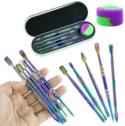 7'' metal box Rainbow kits dab tool wax dabber rigs smoking water pipes accessories stainless steel tools