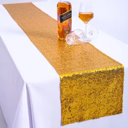 Solid Color Polyester Sequin Table Runner Luxury Decor Wedding Party Supplies Placemat Dinner Decoration Cloth