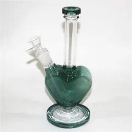 Bong da 9 pollici di vetro tampone rigatura a forma di giardino a forma di cuore tubo d'acqua in vetro piatti olio di gorgogliante con giuntura da 14 mm downstem per fumo