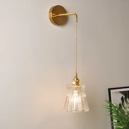 Japansk hängande sconce vägglampa glas för hem sovrum dekoration monterad modern ledd sängläsning ljus armaturer järn E27 210724