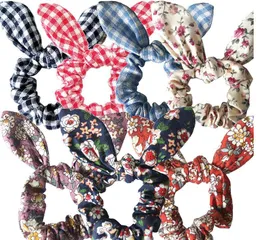 2021 10pcs/lot Cute Bunny Ear Girl Hair Rope Scrunchies Bowknot Elastic Hair Bands for Women Bow Ties Ponytail Holder Accessories