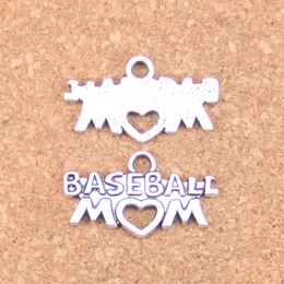 57st Antik Silver Bronze Plated Baseball Mom Heart Charms Pendant DIY Halsband Armband Bangle Fynd 15 * 27mm