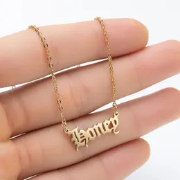 Hip Hop Stainless Steel Necklaces for Women Personalized Necklace Babygirl angel honey baby Letter Pendant Jewelry gift