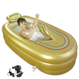 Bathing Tubs & Seats Extra Large Inflatable Bathtub Adult Thicken Folding Home SPA Plastic Insulation With Cushion+Electric Pump