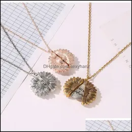 Pendant Necklaces & Pendants Jewelry Fashion Opened Sunflower Necklace Double-Sided Lettering Clavicle Chain S739 Drop Delivery 2021 Isfdk